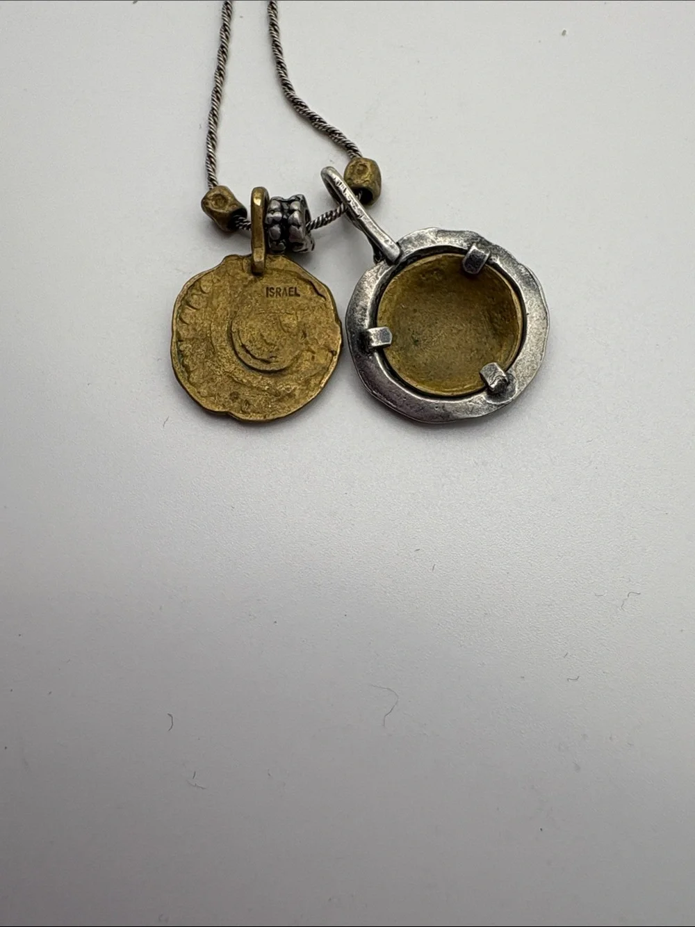 Silpada sterling silver & brass N3338 Dusk til Dawn Disc Pendant Necklace